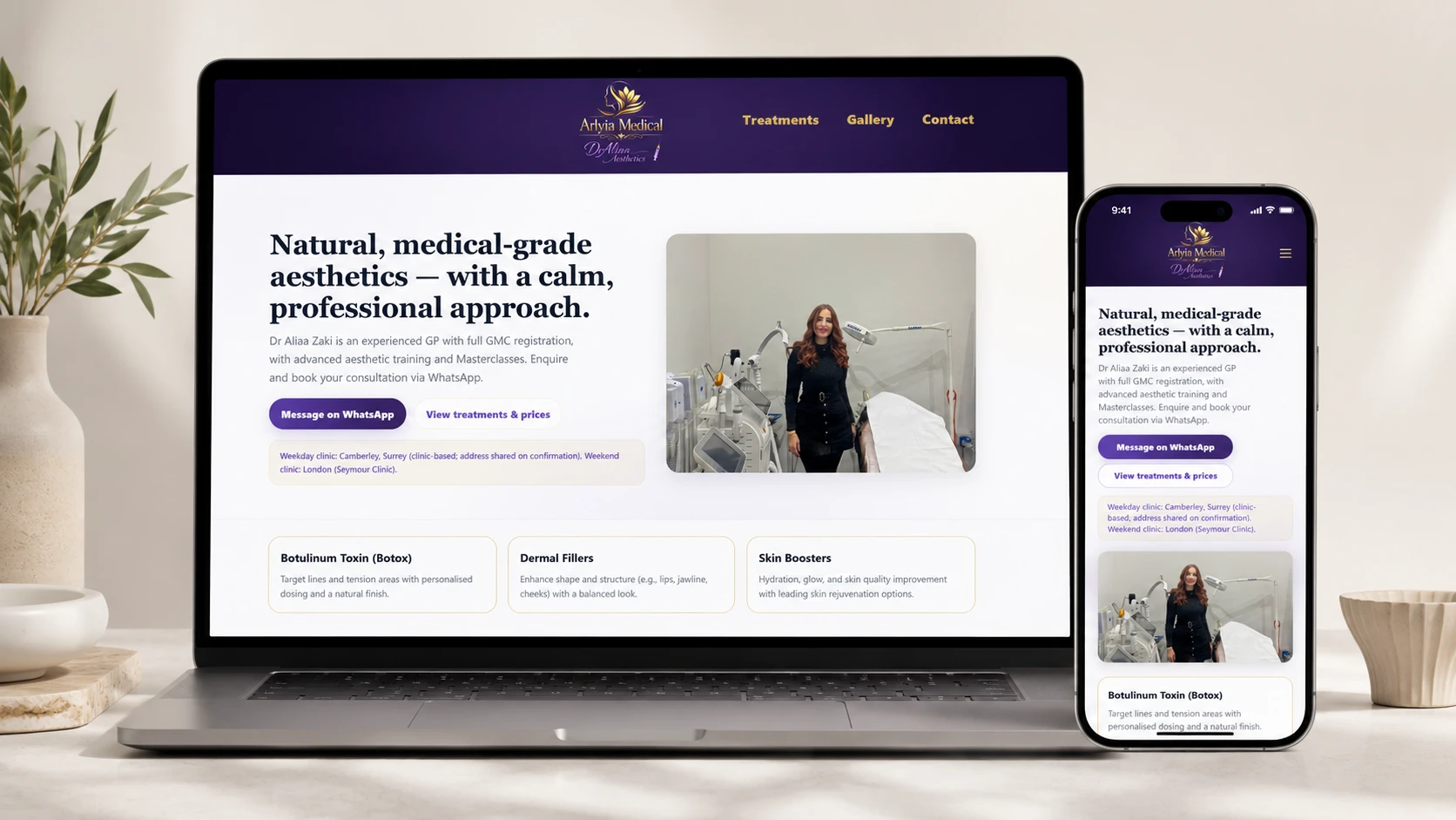 Arlyia Medical website preview